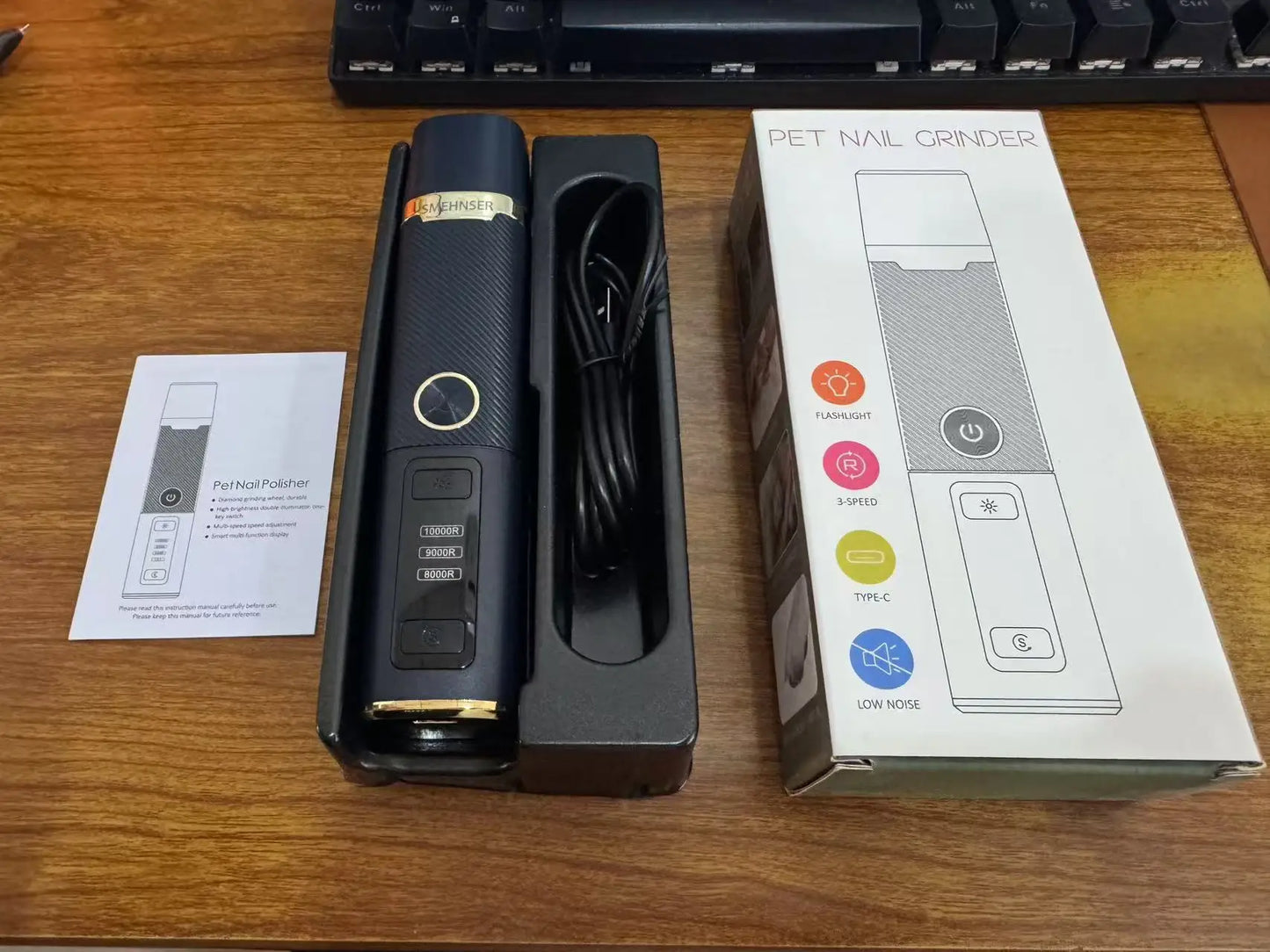 3-Speed USB Rechargeable Electric Nail Grinder
