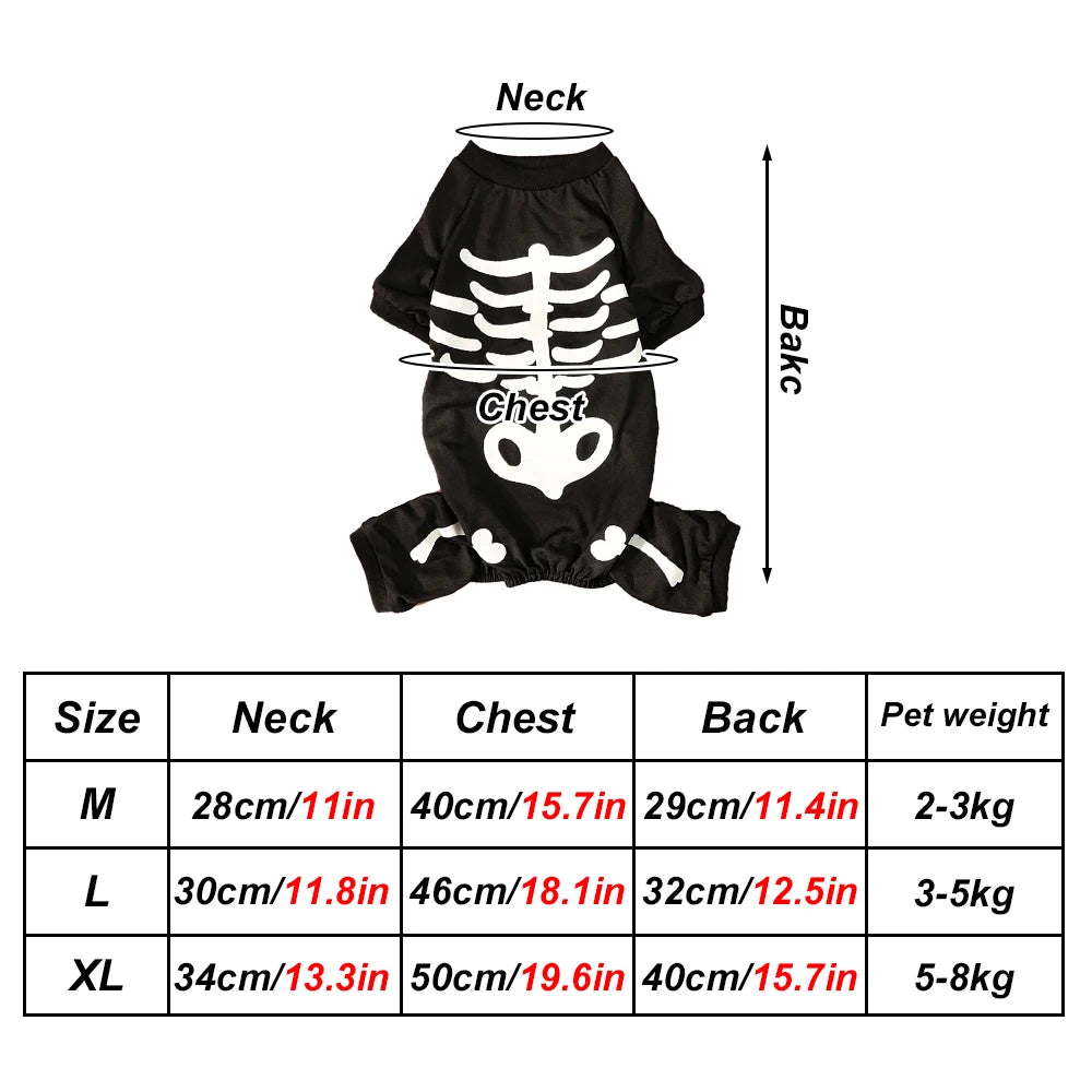 Fluorescence Pet Skeleton Costume